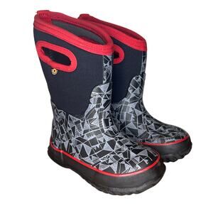 Bogs Boys Toddler 9 Classic Boots Maze Rain Snow Insulated Waterproof Black Red